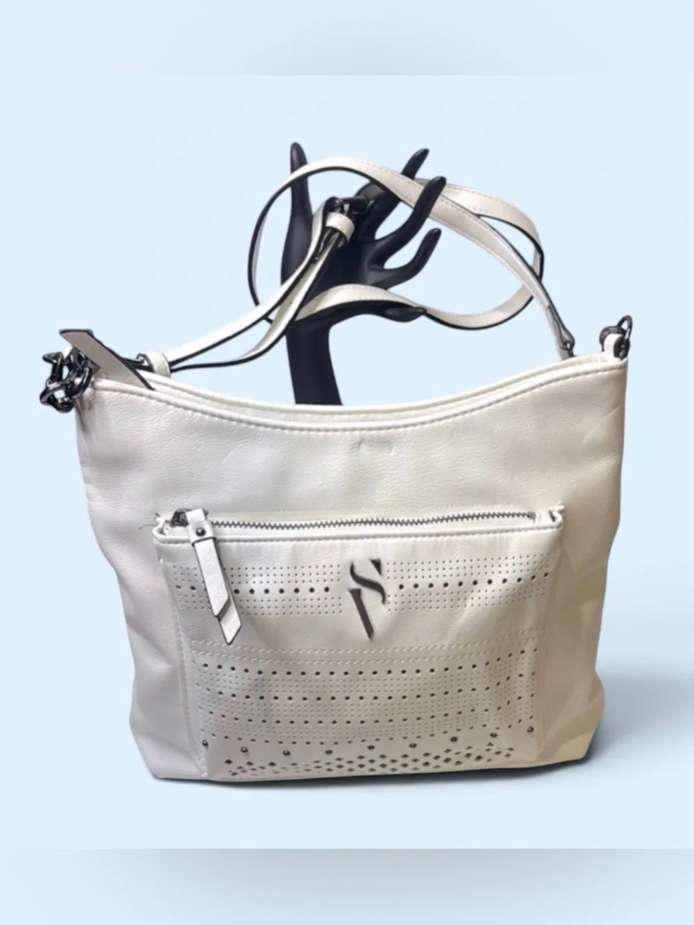 Simply Vera lWhite Perforated Shoulder Bag